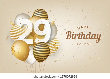 Happy 29th Birthday Gold Balloons Greeting Stock Illustration ...