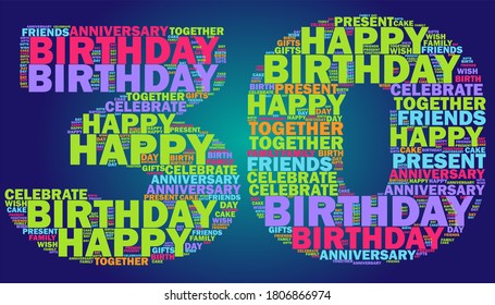 Happy 30th Birthday Word Cloud Colorful Concept