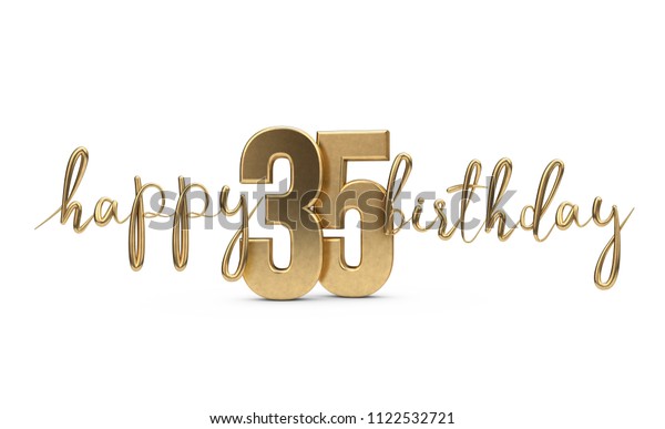 Happy 35th Birthday Gold Greeting Background Stock Illustration 1122532721