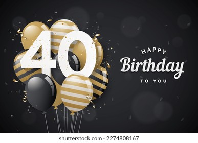 Happy 40th birthday balloons greeting card black background. 40 years anniversary. 40th celebrating with confetti. "Illustration stock" - Powered by Shutterstock