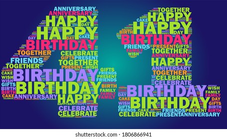 Happy 41st Birthday Word Cloud Colorful Stock Illustration 1806866941 ...