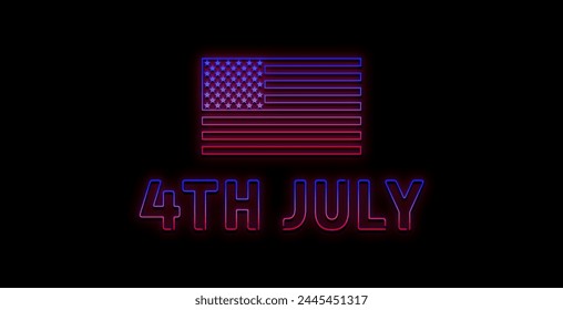 Happy 4th of July neon sign, bright signboard, light banner. Independence Day logo, emblem. July Fourth label. Vector illustration - Powered by Shutterstock