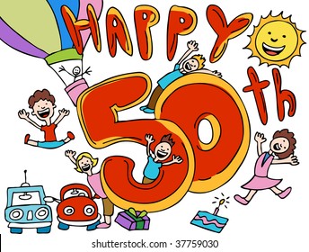 happy 50th anniversary cartoon - Powered by Shutterstock