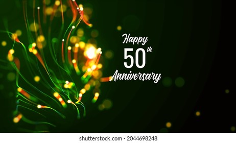 Happy 50th Anniversary On Emotional Abstract Green Magic Fireflies With Blurry Focus Dotted Light Wavy Lines And Dots Flying Background - Powered by Shutterstock