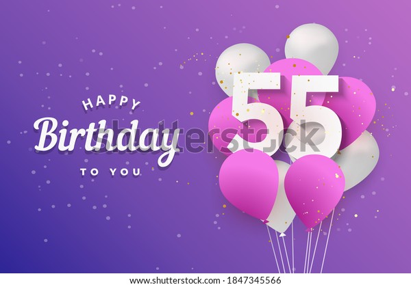 Happy 55th Birthday Balloons Greeting Card Stock Illustration ...