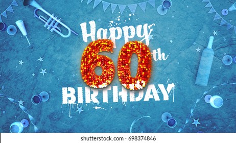 Happy 60th Birthday Card with beautiful details - Powered by Shutterstock