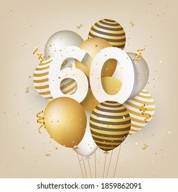 Happy 60th Birthday Gold Balloons Greeting Stock Illustration ...