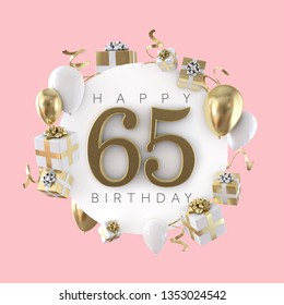 Happy 65th Birthday Party Composition Balloons Stock Illustration ...