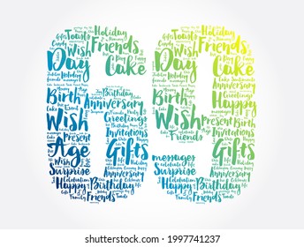 Happy 69th Birthday Word Cloud, Holiday Concept Background