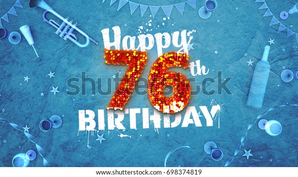 Happy 76th Birthday Card Beautiful Details Stock Illustration 698374819 ...