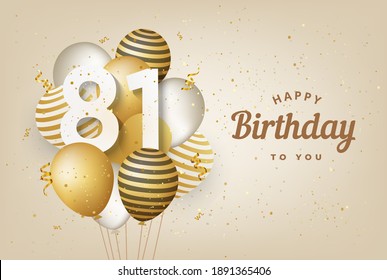 Happy 81th Birthday Gold Balloons Greeting Stock Illustration 1891365406