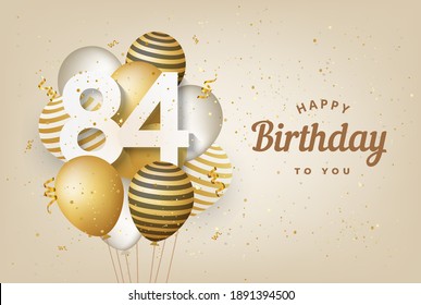 Happy 84th Birthday Gold Balloons Greeting Stock Illustration ...