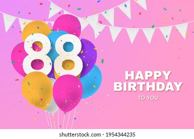 Happy 88th Birthday Balloons Greeting Card Stock Illustration ...