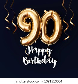 Happy 90th Birthday Gold Foil Balloon Stock Illustration 1391513084