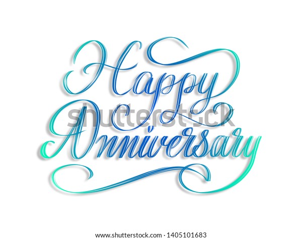 Happy Anniversary Beautiful Script Hand Lettering Stock Illustration ...