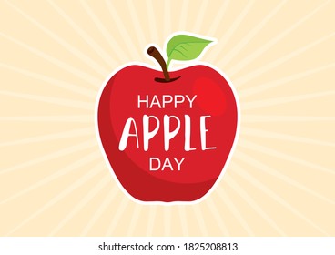 Happy Apple Day illustration. One red apple with the inscription icon. Apple Day Poster, October 21. Important day - Powered by Shutterstock