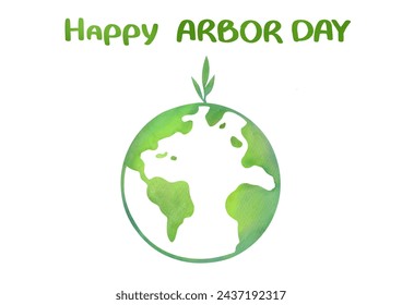 Happy Arbor Day card with text. green planet is globe plants and flowers grow around it. environmental protection poster, Ecology and care of nature banner - Powered by Shutterstock