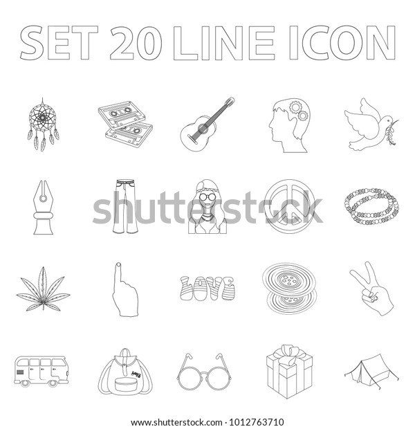 Happy
and attribute outline icons in set collection for design. Happy and
accessories bitmap symbol stock web
illustration.