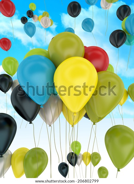 Happy Birhtday Party Balloons Decoration Classic Stock