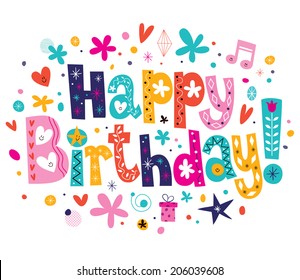 Happy Birthday Type Text Stock Vector (Royalty Free) 188943230 ...