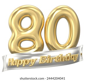 Happy Birthday 80th Gold Number 3D With White Background - Powered by Shutterstock