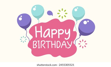 Happy Birthday background with balloons and fireworks colorful birthday card - Powered by Shutterstock