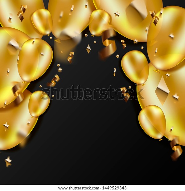 Happy Birthday Background Gold Balloons Stock Illustration 1449529343 ...