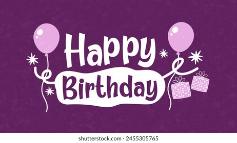 Happy birthday beautiful illustration with purple background, birthday card design - Powered by Shutterstock