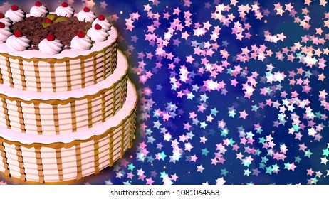 Happy Birthday Cake 3d Rendering Stock Illustration 1081064558 ...