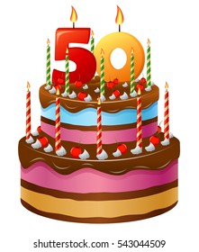 Happy Birthday Cake 50 Stock Illustration