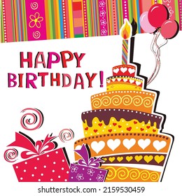 Happy Birthday Cake Background Poster Stock Illustration 2159530459 ...