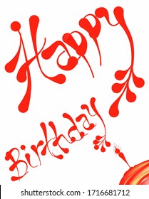 Happy Birthday Calligraphy Illustrationhanddrawnred Colored Text Stock ...