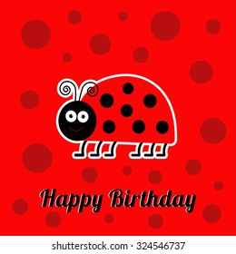 Happy Birthday Card Cute Lady Bug Stock Illustration 324546737