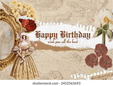 Happy birthday card designed with a vintage theme. Just print it and send it to your loved ones :) - Powered by Shutterstock