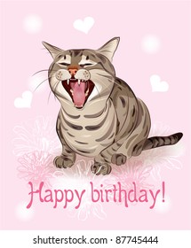 Happy Birthday Card Funny Cat Sings Stock Vector (Royalty Free ...