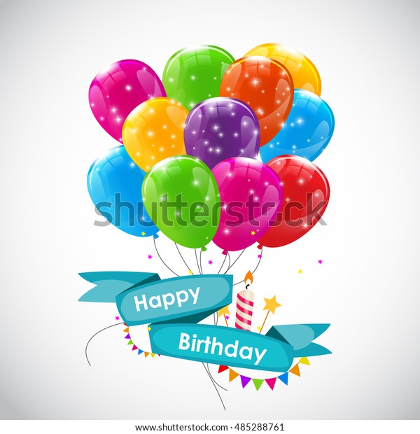 Happy Birthday Card Template Balloons Illustration Stock Illustration ...