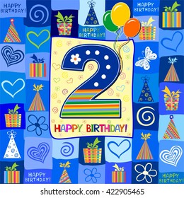 Happy Birthday Celebration Blue Background Number Stock Vector (Royalty ...