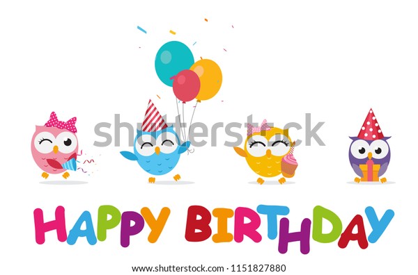 Happy Birthday Celebration Cute Owl Stock Illustration 1151827880