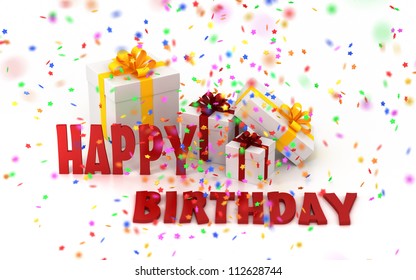 Happy Birthday Confetti Gift Box Stock Illustration 112628744