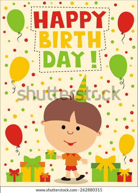 Happy Birthday Cute Little Boy Gifts Stock Illustration