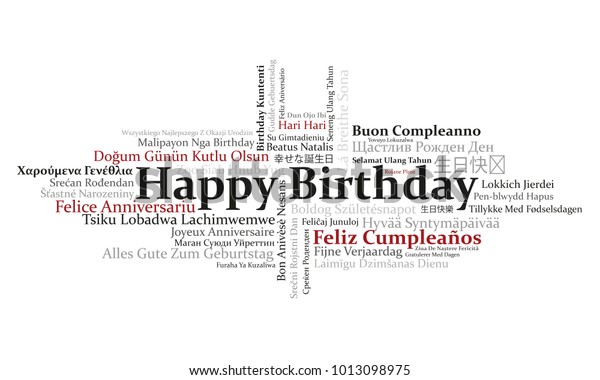 Happy Birthday Different Languages Stock Illustration