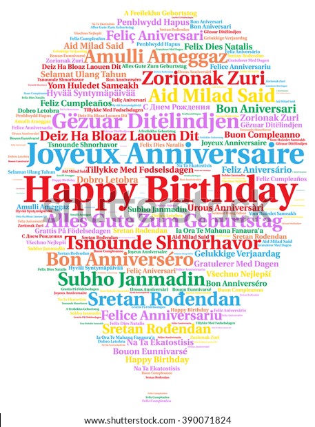 Happy Birthday Different Languages Stock Illustration