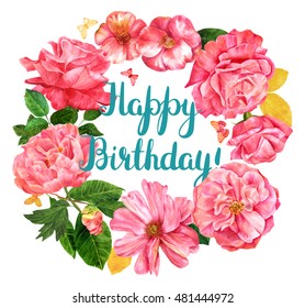 24,032 Watercolor Flower Happy Birthday Images, Stock Photos & Vectors 