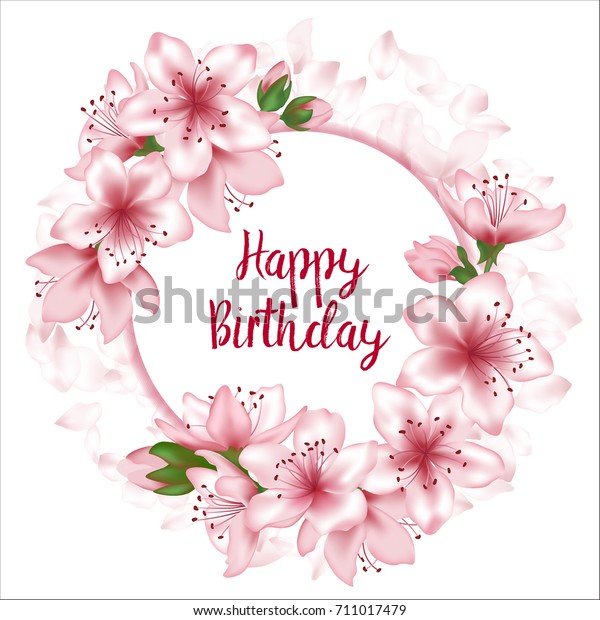 Happy Birthday Flowers Greeting Card Template のイラスト素材