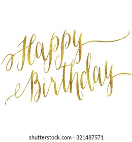 Happy Birthday Gold Faux Foil Metallic Stock Illustration 321487571