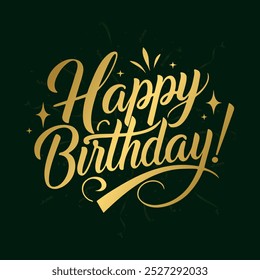 happy birthday Golden text on Green background social media post design - Powered by Shutterstock