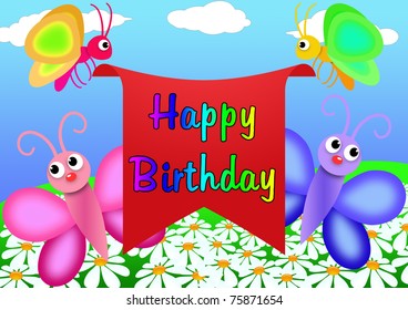 17,557 Happy birthday butterfly Stock Illustrations, Images & Vectors ...
