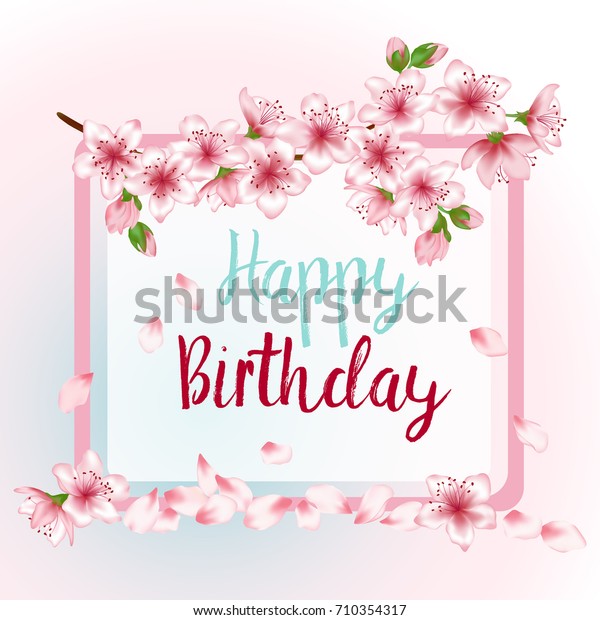 Happy Birthday Greeting Card Template Blooming のイラスト素材