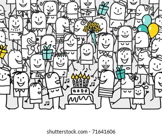 happy birthday - hand drawn cartoon greeting card - Powered by Shutterstock