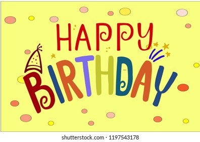 Happy Birthday Lettering Colorful Confetti Ribbon Stock Illustration ...